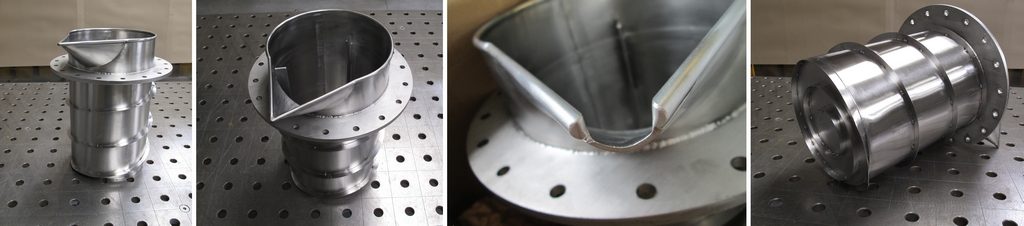 Cuve réacteur vis-Archimède, double enveloppe bec verseur inox 316